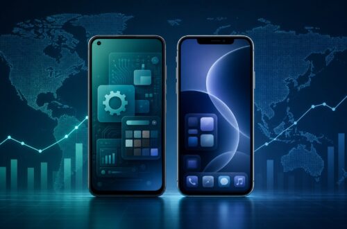 Android i iPhone tržište po kontinentima od 2016. do 2026.